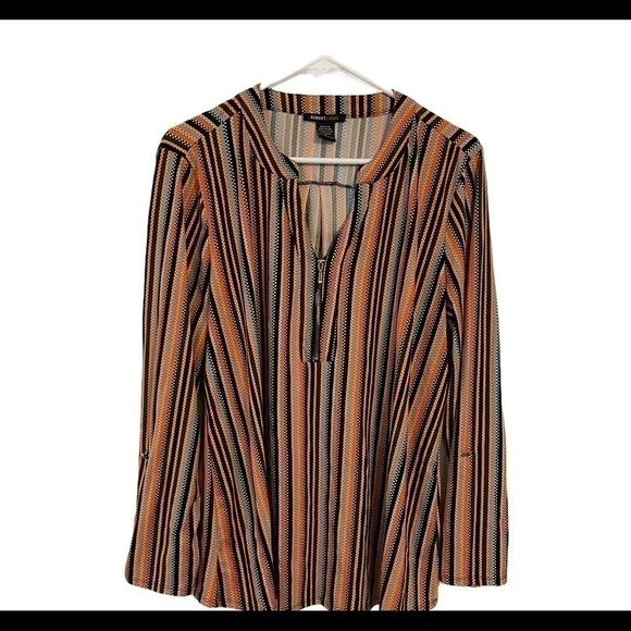 ROBERT LOUIS Striped Zippered Blouse Top Shirt - Picture 3 of 8